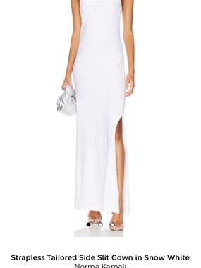 Norma Kamali Snow White Strapless Maxi Skirt with Side Slit